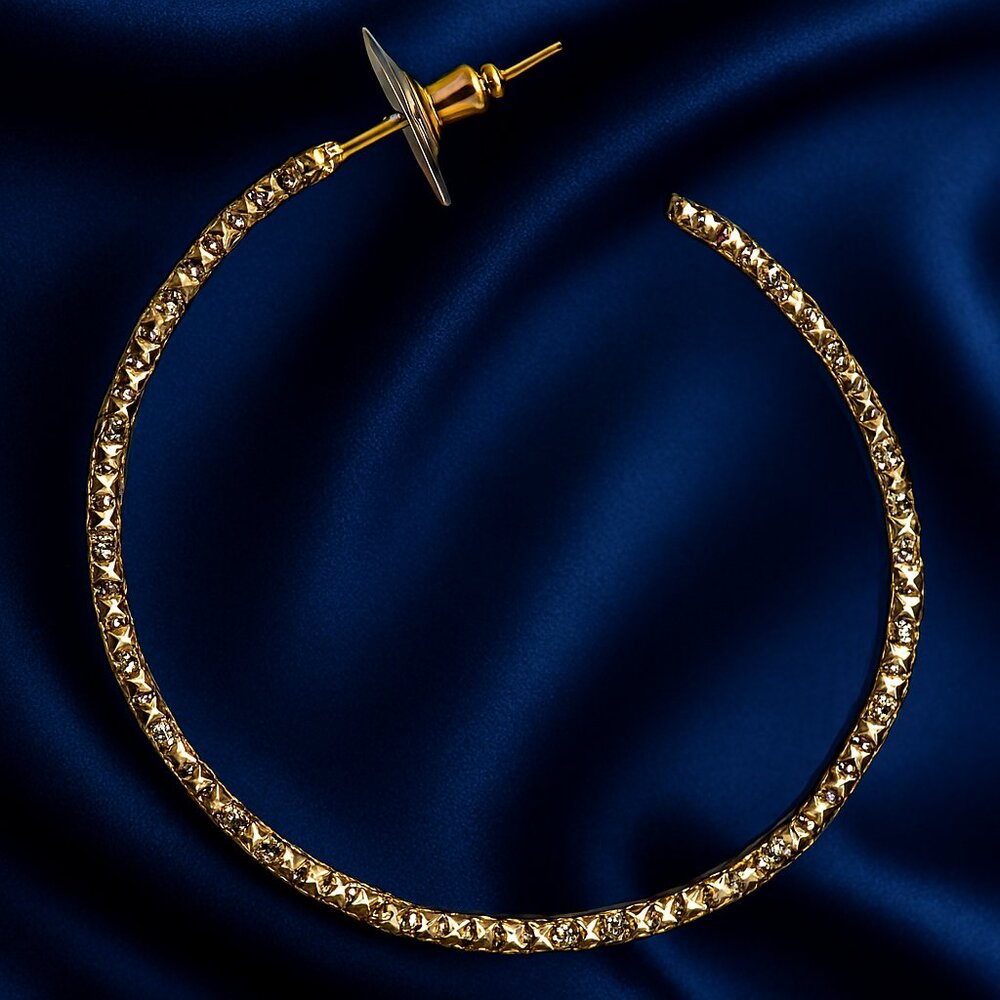 Elegant Gold Textured Open Hoop Earrings – Women’s Classic Fashion Jewelry, 1.5"